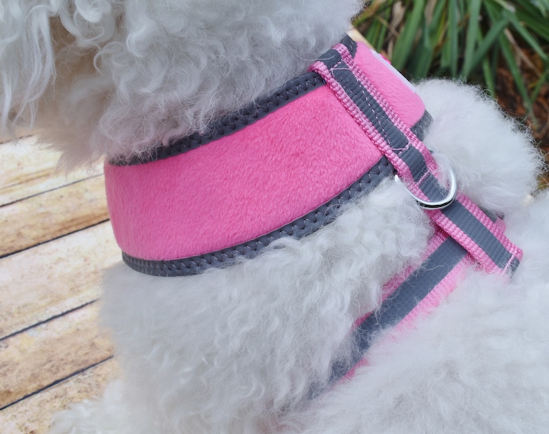 Personalized Furry Pink DOG Harness No Pull Soft Dog Harness Etsy