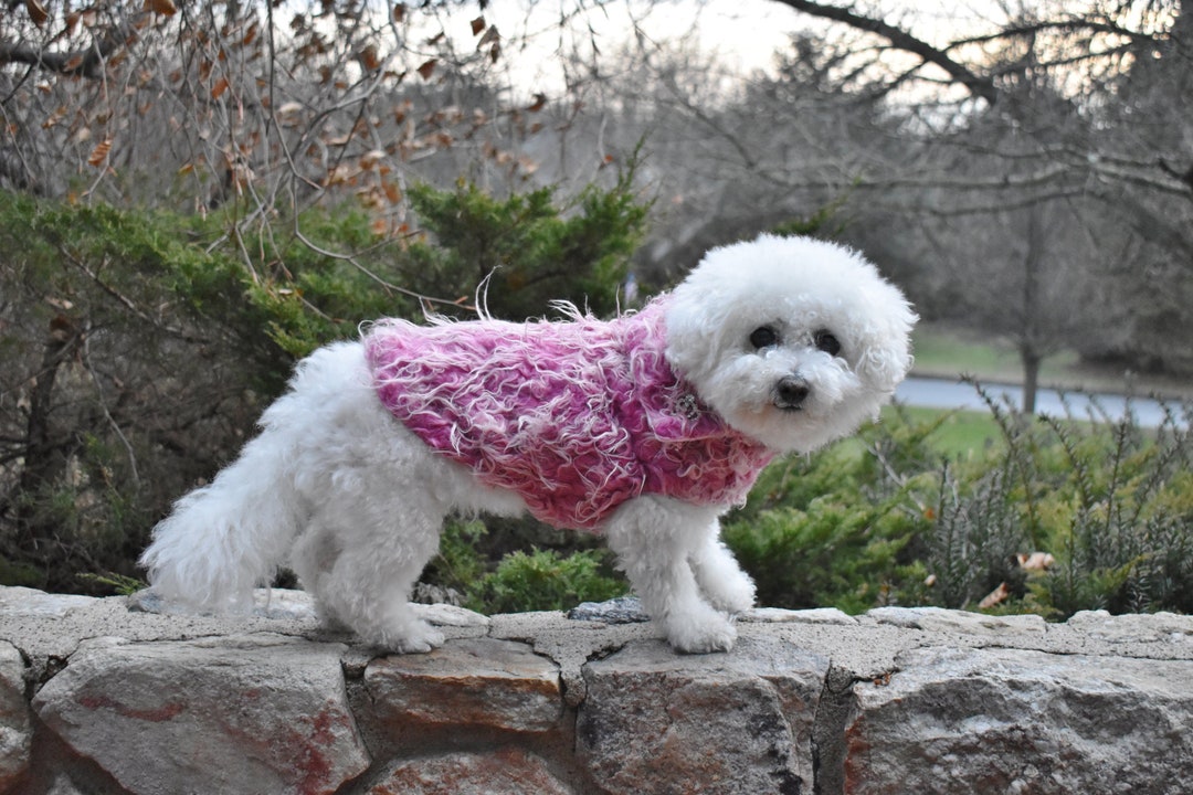 Handmade Pink DOG COAT, Fur QUEEN Rhinestone Bling Fancy Warm Jacket