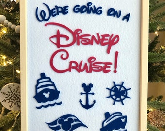 Letrero de fieltro de 12 x 16 pulgadas con el mensaje "Vamos a Disneyland / Disney Cruise"