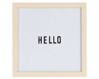 Felt Board/Flannel Board with Wood Frame, 250 Black Felt Letters and Characters, Square 9x9"