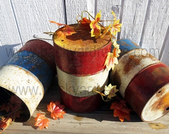 Rusty Oil Drums (miniature)  with 1 open end, 11" tall.