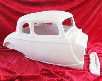 1:4 Scale 1934 Ford 5 Window Coupe Body,ABS Plastic, handmade in USA, fits onto a 1/4 scale RC wheel base of 27", or backyard art.