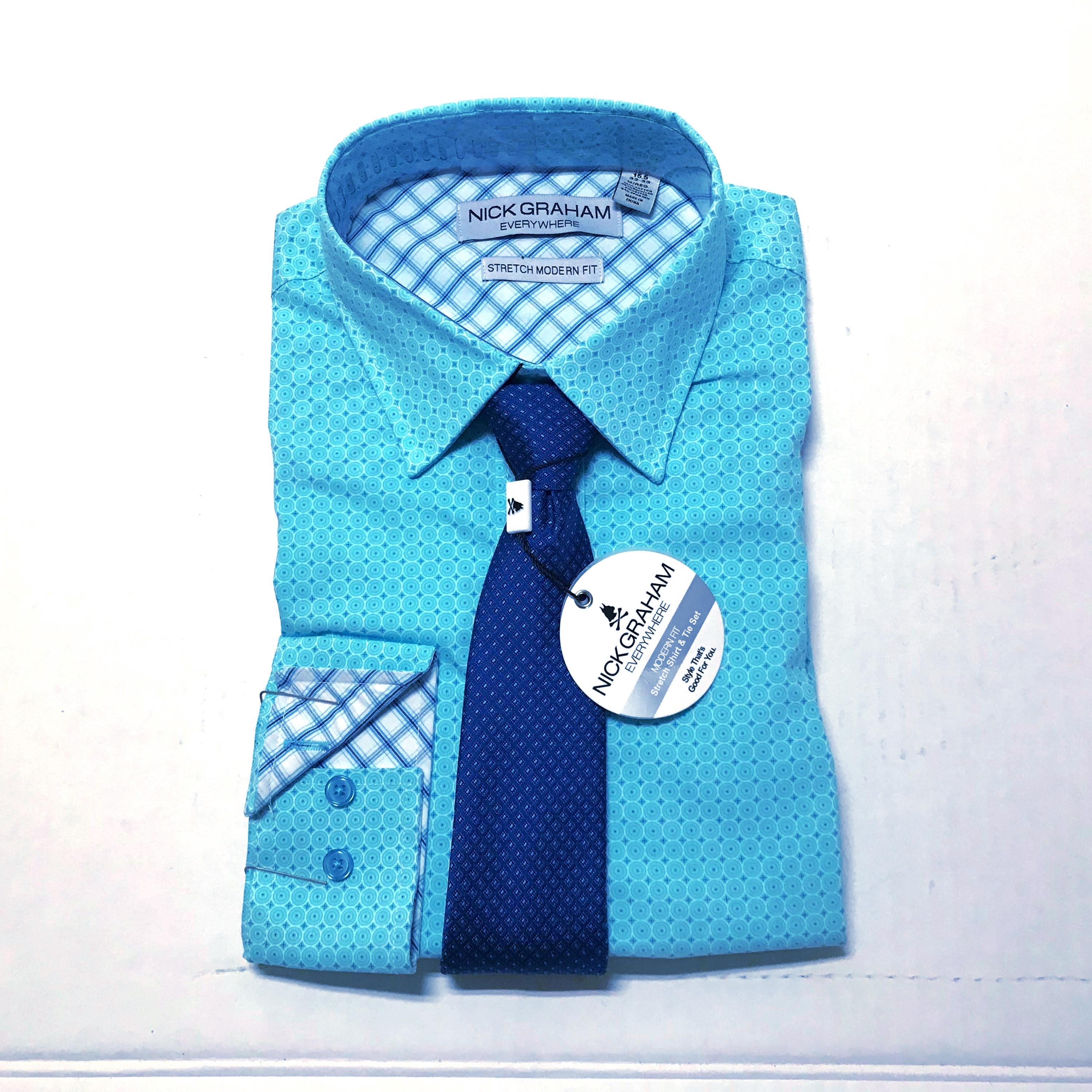 nick graham modern fit dress shirt Solid Traveler Dress Shirt