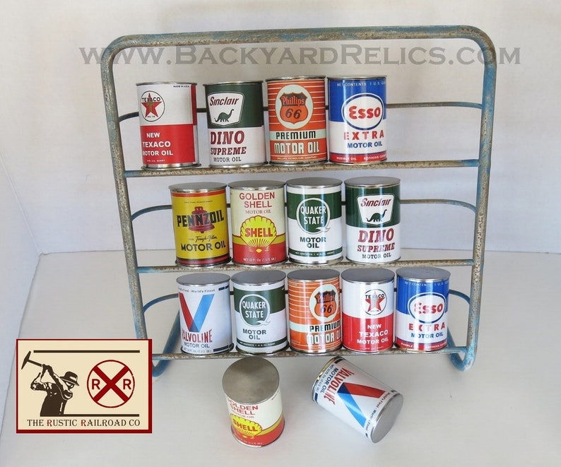 Mini Display of a Rusty Oil Can Rack With 15 Motor Oil Cans Etsy
