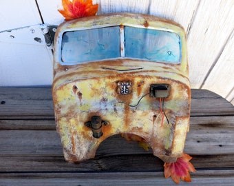 Route 66, Rusty Looking 1940's  Car Cowl, distressed looking art.  1/4 scale