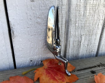 Very Small 5.25" tall  Hoover Dam Sam Hood Ornament, Keg Handle, cast aluminum, as seen at Welderup, winged figure of the Republic.