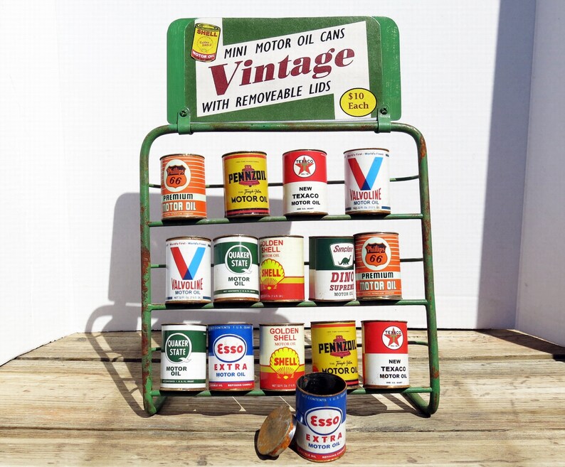Mini Display of a Rusty Oil Can Rack With 15 Motor Oil Cans Etsy