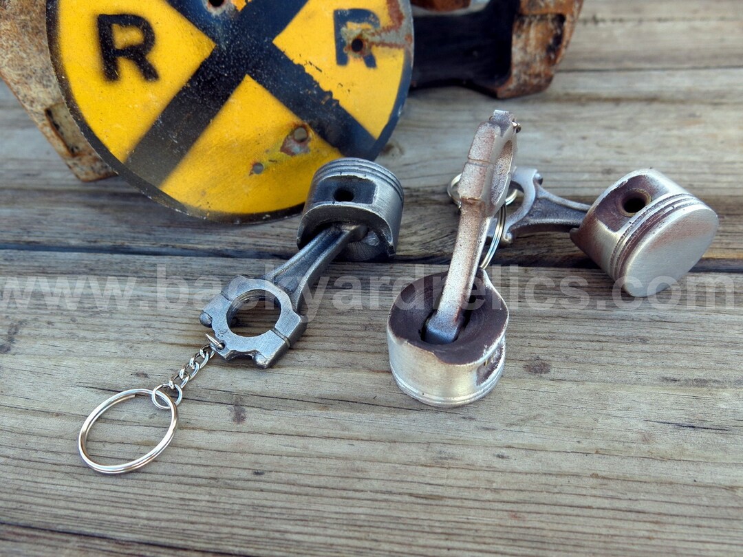 2 (two) Rusty Looking Aluminum Piston Keychainswith Route 66 on Bottom ...