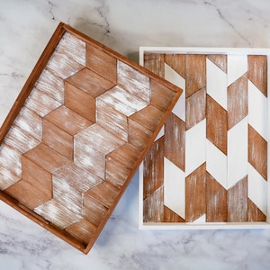 Chevron Wood Tray Kit