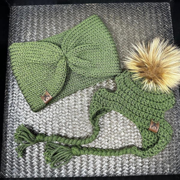 Matchande hundmössor - Matchande hund- och ägareset - Stickat pannband - Valpmössa - Hundmössor - Hundmössa - Hundvintermössa - Mössor för hundar