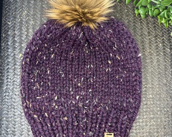 Womens Beanie - Knit Beanie - Peacock Knit Hat - Womens Winter Hat - Fall Beanie - Fall Beanie - Cold Winter Hat