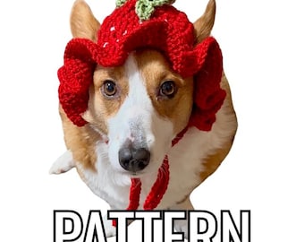 Strawberry Bucket Crochet Hundemütze Muster - Hundemütze Muster - Haustier Beanie Muster - Mütze Muster Häkeln - Erdbeere Eimer