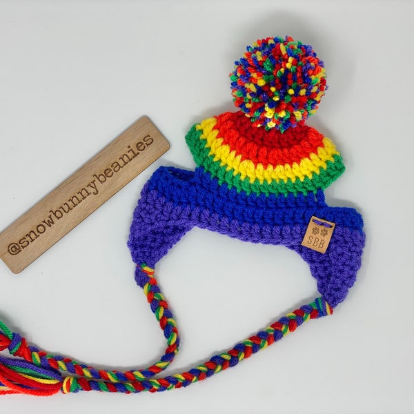 Pride Pupper Beanie - LGBTQ Pupper Beanie - Dog Beanie - Cat Hats - Kitty Beanie - Rainbow beanie  - Crochet Pet Hat - Pride Month