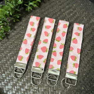 Strawberry Key Wristlets - Strawberry Keychains - Key Fob - Key Wrist Lanyards - Key Lanyards - Wrist Keychains - Keychain Wristlet Lanyard
