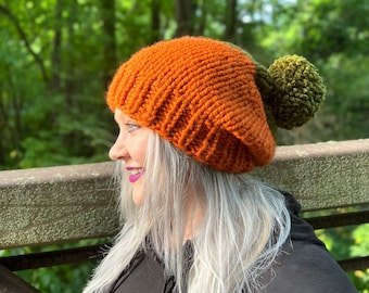 Gorro de calabaza - Gorro de calabaza - Gorro de otoño - Gorro de mujer - Gorro de mujer - Gorro de punto - Gorro de Halloween - Gorro de Halloween para mujer