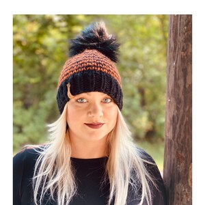 Halloweenmössa - Stickad mössa - Halloweenhatt - Halloween - Höstmössa - Höstmössa - Kall vinterhatt - Halloweenpresenter