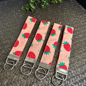 Strawberry Key Wristlets - Strawberry Keychains - Key Fob - Key Wrist Lanyards - Key Lanyards - Wrist Keychains - Keychain Wristlet Lanyard