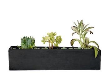 12" - 24” Rectangular Concrete Planters / Concrete Succulent Centerpiece / Concrete Windowsill Planter / Concrete Container Garden Planter