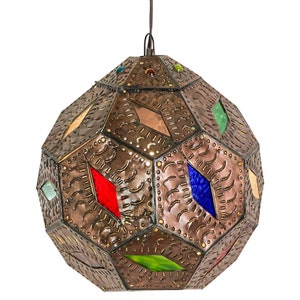 Punched Tin Hanging Sphere Lamps Antique Chandelier Lighting image 1