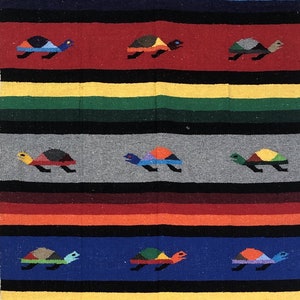 Handwoven Fiesta De Tortugas Baja Blanket Multicolored Stripes