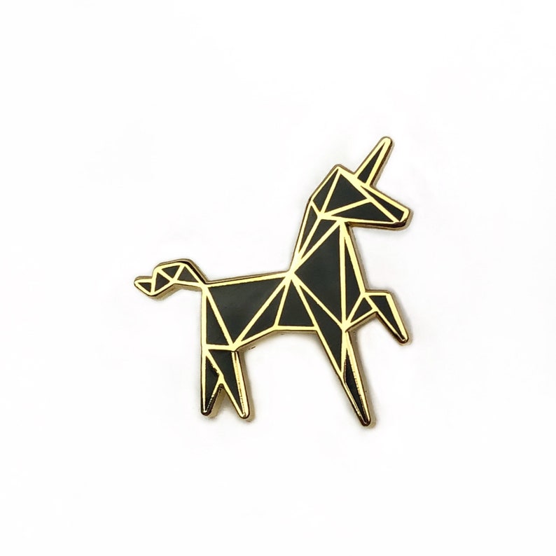 Unicorn Emaille Pin / Unicorn Emaille Revers Pin / Cute Emaille Pin / Emaille Revers Pin / Animal Pin / Unicorn Pin / Glittery Pin Black / Gold