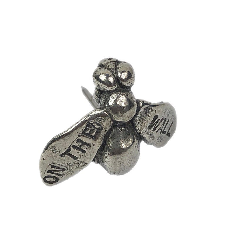 On The Wall Decorative Fly Pin / Whimsical Fly Pewter Push Pin / Fly Cast in Metal Wall Decor image 2