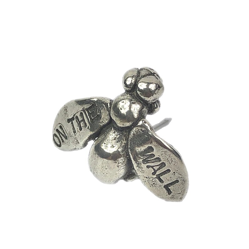 On The Wall Decorative Fly Pin / Whimsical Fly Pewter Push Pin / Fly Cast in Metal Wall Decor image 3
