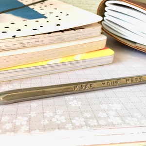 Make Your Mark Pewter Pencil / Hand-Cast Metal Decorative Pencil / Hand-Stamped Pewter 2 Pencil image 2