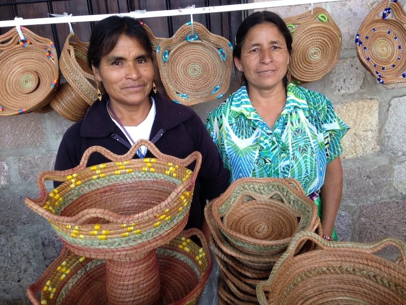 Oaxaca Nadelkörbe aus Kiefernholz // Handgemachte Nadelkörbe aus Oaxaca, Mexiko Bild 7