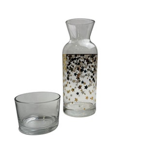 Bedside Water Carafe with gold and silver star pattern