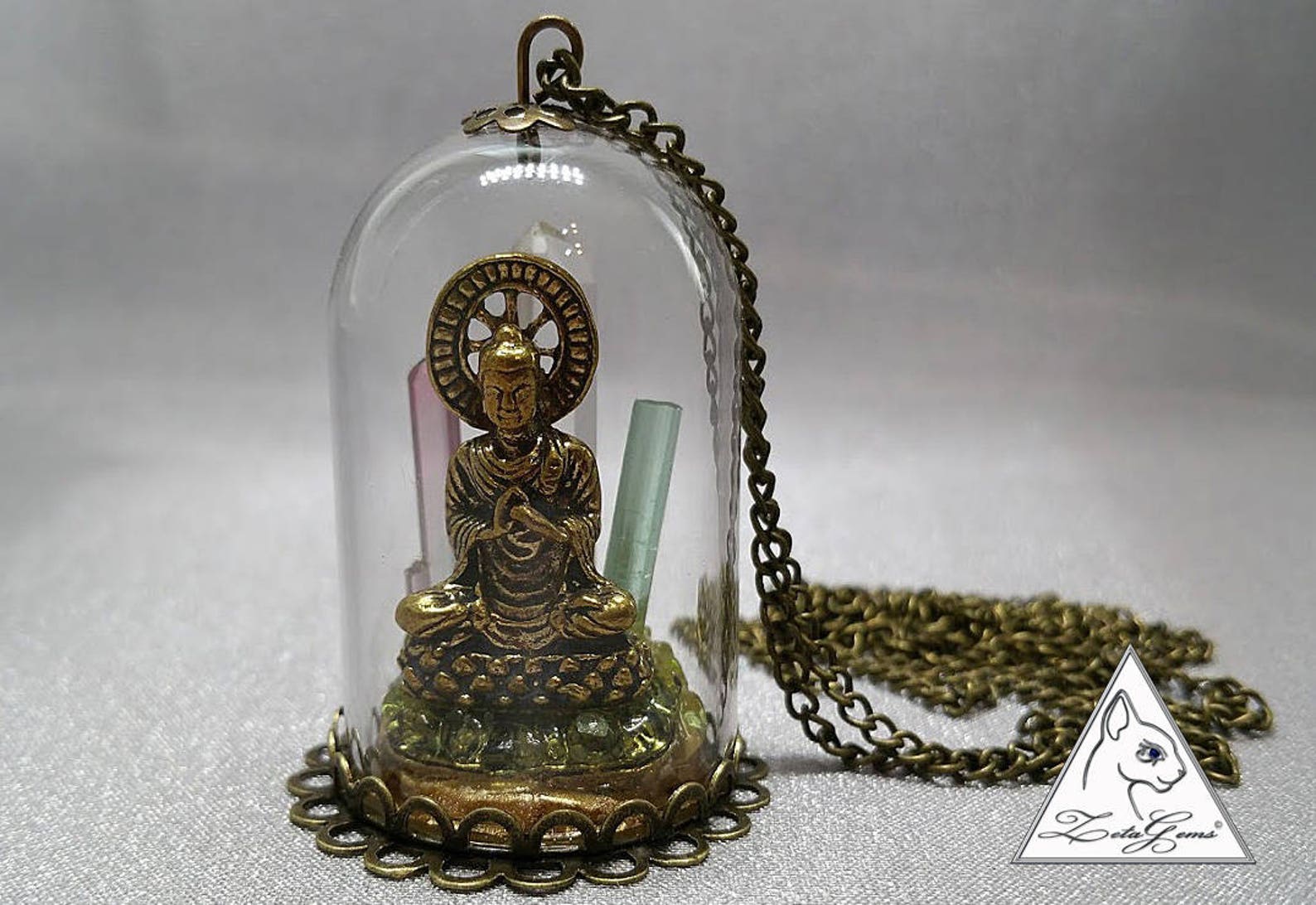 Buddha Pendant With Natural Gemstone Crystals Etsy Australia