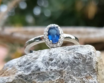 Blue Oval Sapphire Ring