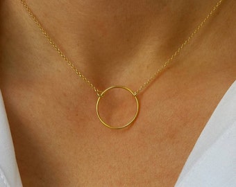Circle of Life Necklace, Dainty Hoop Necklace, Geometric Jewelry, Open Circle Necklace, Anniversary Gift, Gift for Her, Mother's Day Gift