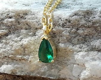 Green Tear Drop Necklace