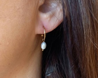 Pearl Hoop Earrings