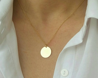 Solid Gold Personalizable Disc Necklace