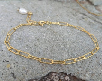 Gold PlatedPaperclip Chain Bracelet