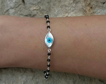 Evil Eye / Black Onyx Rosary Bracelet