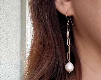 Long Baroque Pearl Earrings