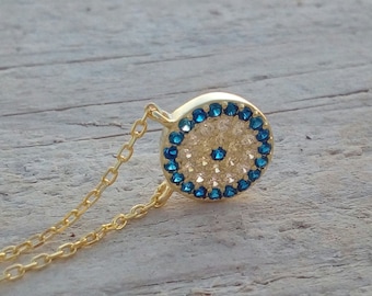 Round Zircon Evil Eye Necklace