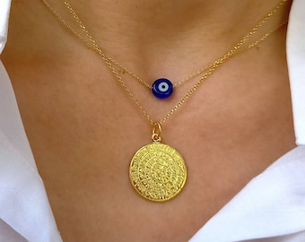 Double Phaistos&Evil Eye Necklace