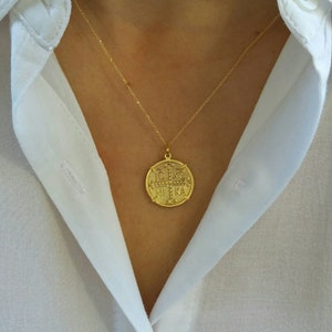 Solid Gold ICXC Constantine Necklace, St. Helen and Constantine Pendnant, Solid Gold Byzantine Cross ICXN, Double Sided Constantinato Charm