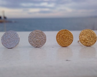 Phaistos Coin Stud Earrings