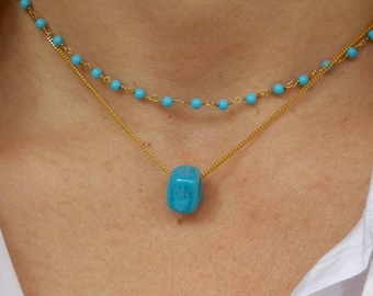 Turquoise Cube Necklace Set