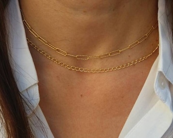 Paperclip Chain Choker with Chunky Chain