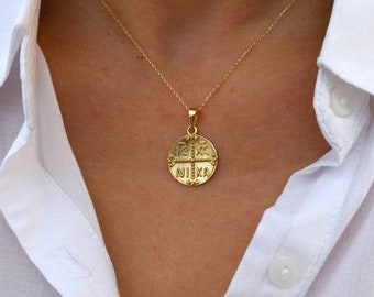 Solid Gold Constantine Coin Necklace