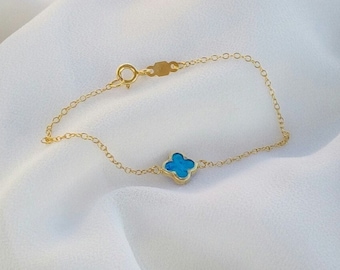 Solid Gold Opal Clover Bracelet
