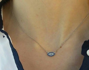 Dainty 14k Gold Filled Evil Eye Necklace