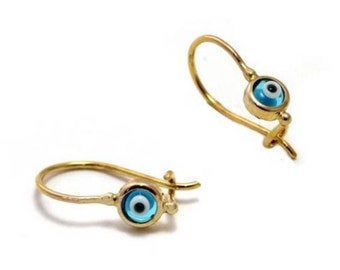 Solid Gold Evil Eye Earrings