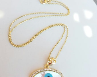 Large CZ Evil Eye Necklace